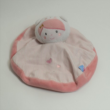 Doudou flachen Puppe Zucker rosa Blumenmädchen 21 cm