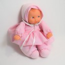 Muñeca niña vestido rosa vichy COROLLA collar cordón campana 22 cm