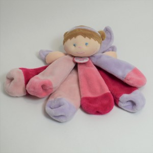 Doudou demoiselle fée DOUDOU ET COMPAGNIE châtain rose et mauve 17cm