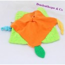 Doudou plat singe BABYMOOV orange vert 27 cm
