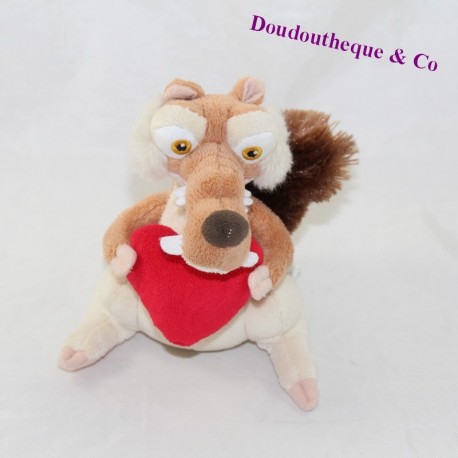 Peluche écureuil Scrat GIPSY L'âge de Glace avec un coeur 16 cm