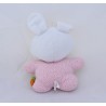 Doudou lapin NICOTOY Mon lapin rose vert blanc à pois fleurs 21 cm