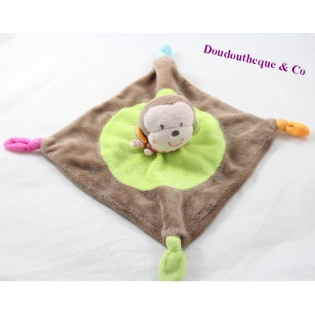 Doudou flach braun Affe grüne Glocke 22 cm Doudou flach braun Affe grüne Glocke 22 cm