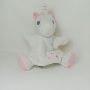 Bola de unicornio doudou TEX BABY estrella rosa blanca 16 cm