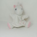 Doudou marionnette licorne TEX BABY blanc rose étoile 22 cm