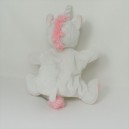 Doudou marionnette licorne TEX BABY blanc rose étoile 22 cm