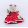 Doudou Puppe Nini Maus MOULIN ROTY Die große Familie rotes Kleid 25 cm