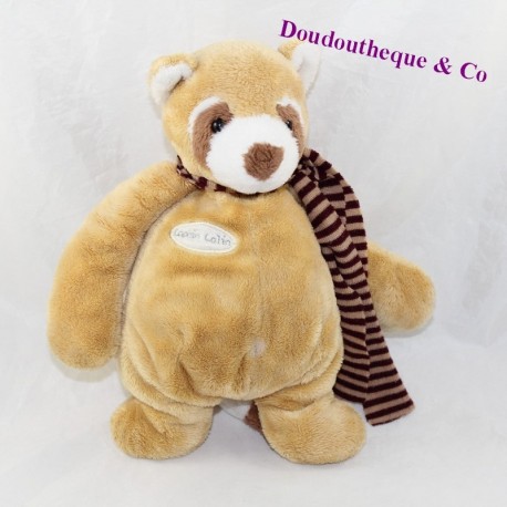 Doudou raccoon ALL COMPTE Copain Calin beige striped scarf 25 cm