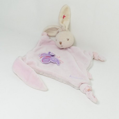 Doudou flach Kaninchen KALOO Lilirose rosa Fliege 22 cm