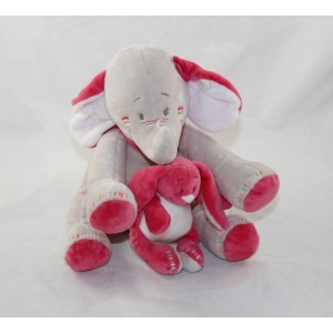Musical towel Anna elephant NOUKIE'S Anna and Pili elephant pink beige rabbit Pili 20 cm