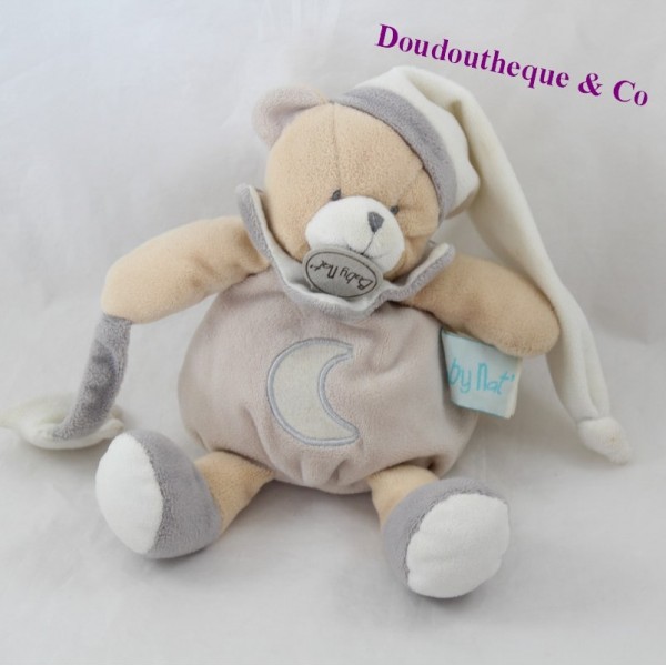 Baby'Nat Les flocons Doudou mouchoir ours blanc gris étoile