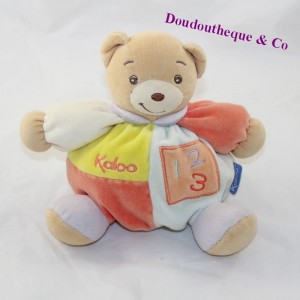 Doudou boule ours KALOO 123 orange bleu 17 cm