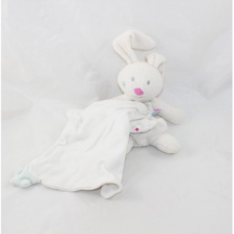 Doudou pañuelo conejo SUCRE D'ORGE estrella de anacardos blanco sin nube 22 cm