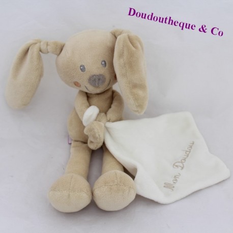 Doudou Taschentuch Kaninchen POMMETTE Meine weiße Beige Doudou 26 cm