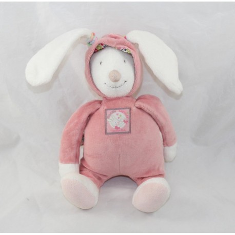 Conejo de peluche musical MOULIN ROTY Capucha rosa Blueberry & Capucine 26 cm