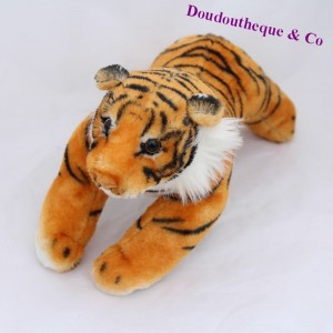Peluche tigre classique marron rayé noir 28 cm