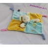 Doudou flache Maus MOTS D'ENFANTS blau Quadrat gelb 23 cm