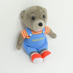 Peluche Petit Ours Brun JEMINI salopette bleue et Tshirt rayé