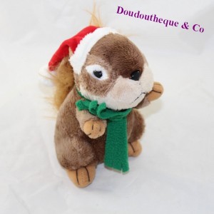 Peluche écureuil AFIBEL bonnet écharpe Noel 19 cm