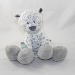 Peluche musicale Léa léopard NATTOU léopard des neiges gris blanc bleu
