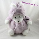 Peluche ours déguisé en lapin J-LINE Jline blanc violet 30 cm