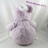 Peluche ours déguisé en lapin J-LINE Jline blanc violet 30 cm