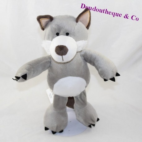 Peluche loup COTTON BLUE gris blanc 27 cm