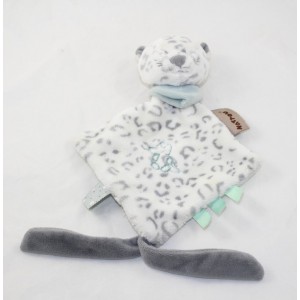 Doudou flach Léa Leopard NATTOU Schnee Leopard grau weiß blau Diamant