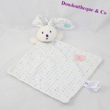 Doudou flat rabbit OBAIBI Okaidi diamond peas flower 30 cm