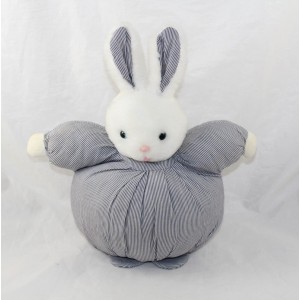 Doudou rabbit JULES AND JULIE striped striped white ball white fabric 28 cm