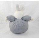 Doudou rabbit JULES AND JULIE striped striped white ball white fabric 28 cm