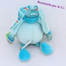 Doudou puppet Bunny BLANKIE and company Tatoo flowers blue 25 cm