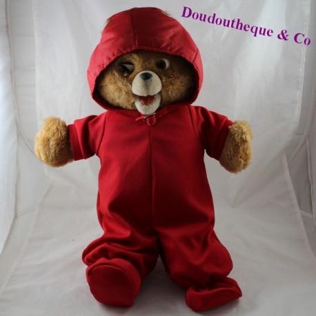 Elektronische Handtuch Vintage Bär Teddy Ruxpin Outfit rot Flieger verkauft im Zustand 50 cm