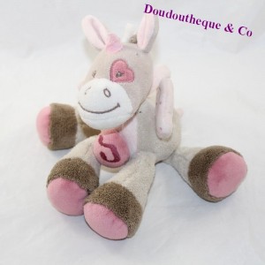 Peluche musicle licorne NATTOU Nina, Jade et Lili rose marron 22 cm