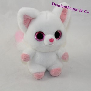 Peluche fennec YOOHOO volpe bianco rosa grandi occhi 16 cm