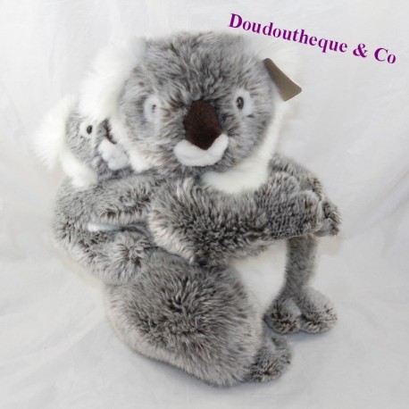 Peluche maman koala et son bébé WWF gris poils longs 28 cm Peluche maman koala et son bébé WWF gris poils longs 28 cm