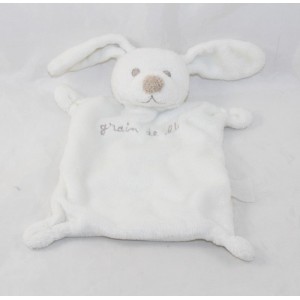 Flaches Kaninchen Kuscheltier GRAIN DE BLE weiß braun Nase 22 cm