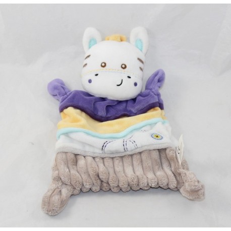 NICOTOY braun lila gelb Zebra flach doudou 27 cm NICOTOY braun lila gelb Zebra flach doudou 27 cm