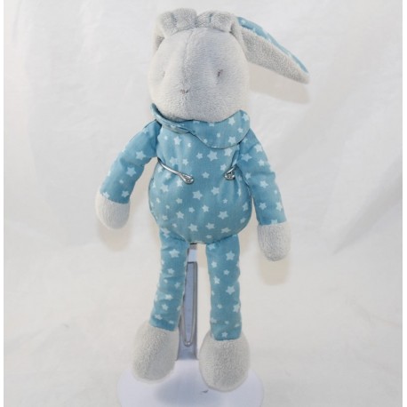 Doudou Kaninchen KLORANE blau graue Sterne 28 cm