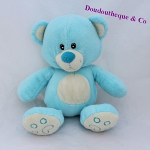 Peluche ours ZOODOO bleu blanc 30 cm