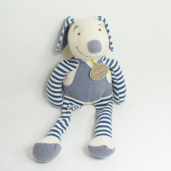 Doudou dog DOUDOU AND COMPAGNIE striped blue 40 cm - SOS soft
