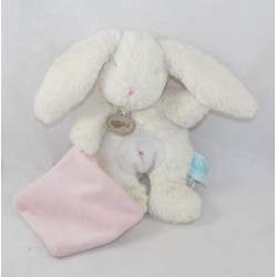 Doudou rabbit BABY NAT' The pink belly white bee handkerchief hugs 20 cm