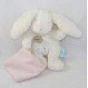 Doudou conejo BABY NAT' El vientre rosa blanco abeja pañuelo abrazos 20 cm