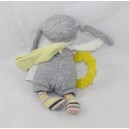 Doudou rattle rabbit MOULIN ROTY The little Dodos gray yellow teething ring