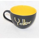 Gelbe Becher M-M'S Welt gelb gelb Schale und schwarze Keramik Cappuccino