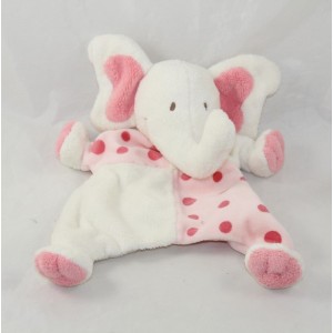 Doudou puppet elephant ALL COMPTE pink white peas 25 cm