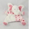 Doudou puppet elephant ALL COMPTE pink white peas 25 cm