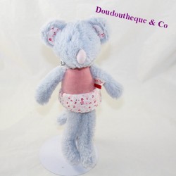 Doudou mouse SUCRE D'ORGE grey pink dress 26 cm