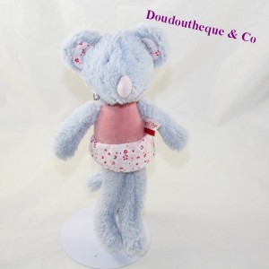 Doudou mouse SUCRE D'ORGE abito rosa grigio 26 cm