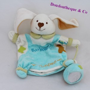 Doudou marionnette lapin BABY NAT' Barbouille adore la peinture 22 cm